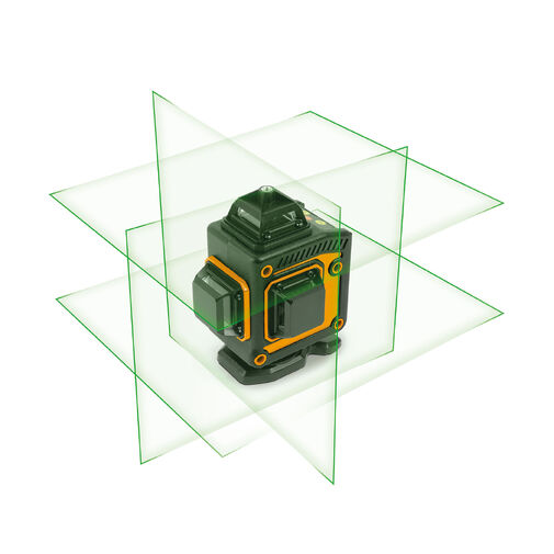 10058 • Lézeres szintező szett - max 15 m - 16 zöld lézer - 3D/360° - 2 akkumulátor, 2 konzol, szemüveg