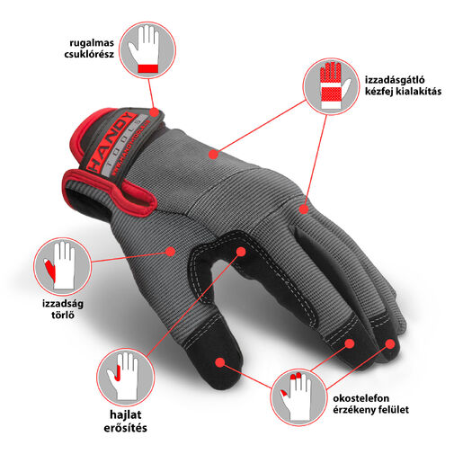 10267M • Munkavédelmi kesztyű tépőzárral - kapacitív ujjheggyel