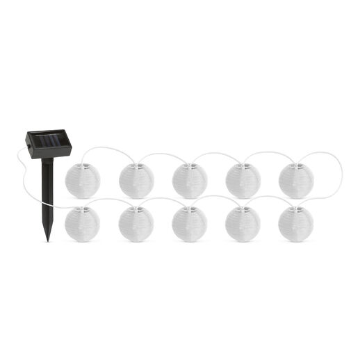 11227 • Szolár lampion fényfüzér - 10 db fehér lampion, hidegfehér LED - 3,7 m