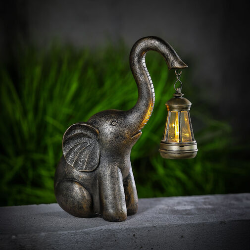 11267 • LED-es szolár lámpa - elefánt - melegfehér - műanyag - 30,5 x 12 x 24 cm