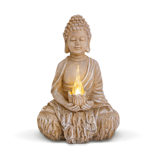 11269 • Szolár Buddha gyertyával - 1 melegfehér LED - 12,5 x 8,5 x 19 cm