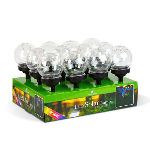 11709 • Leszúrható szolár lámpa - gömb alakú - színes - 10 x 10 x 26,5 (+12,5) cm