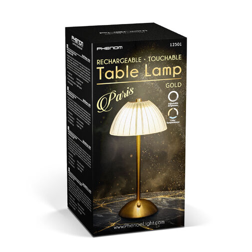 12501 • Asztali lámpa - arany színű - állítható színhőm, fényerő - akkumulátoros - USB