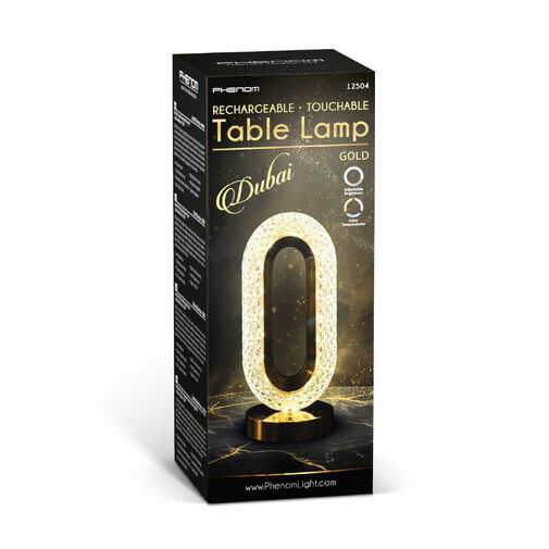 12504 • Asztali lámpa - arany - állítható színhőmérséklet, fényerő - akkumulátoros - USB