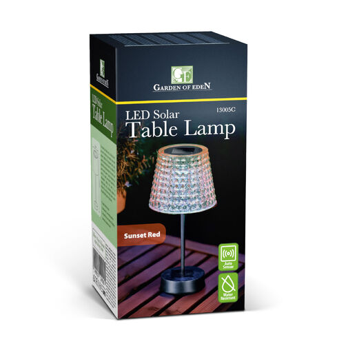 13005C • Szolár asztali lámpa - rózsaszín - hidegfehér LED - műanyag - 26 x 12 cm