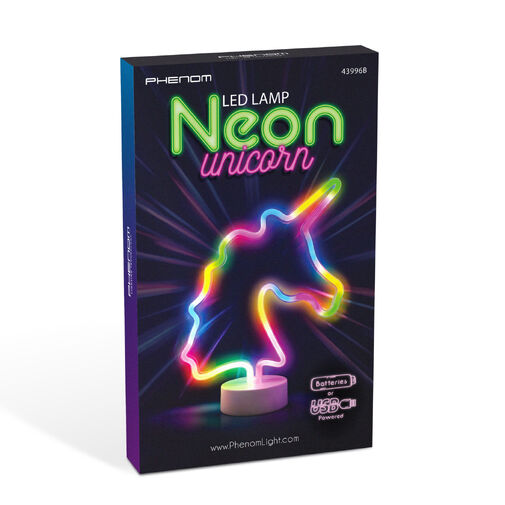 43996B • Neon LED lámpa - színes unikornis - 3 x AA + USB - 28,5 x 8,5 x 24,5 cm