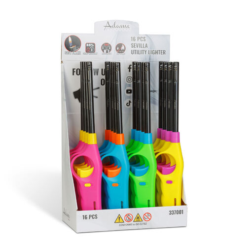 56070K • Gázgyújtó - utántölthető - több színben - 27 cm - 16 db / display