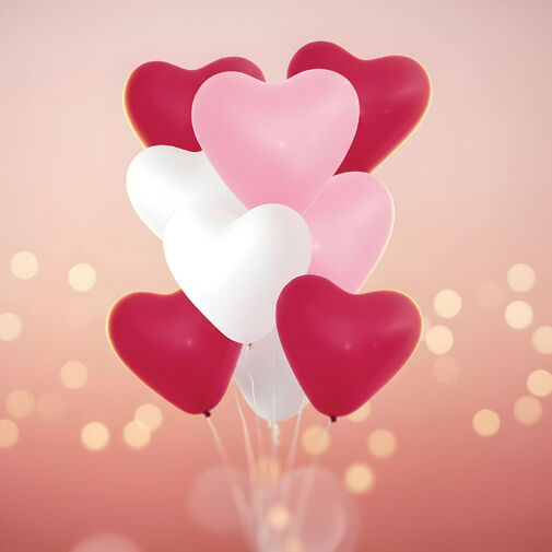 56099 • Lufi szett - szív alakú - piros/fehér/rózsaszín - 10 db / csomag