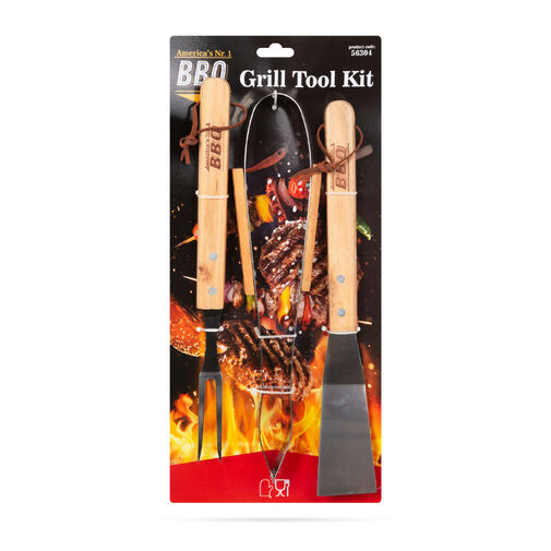 56304 • Grillező eszköz szett - 3 db-os - fa nyéllel