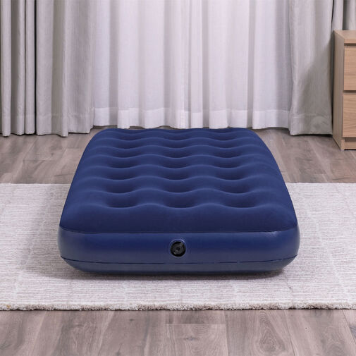 56432 • Felfújható matrac - egyszemélyes, velúr - kék - 185 x 76 x 22 cm
