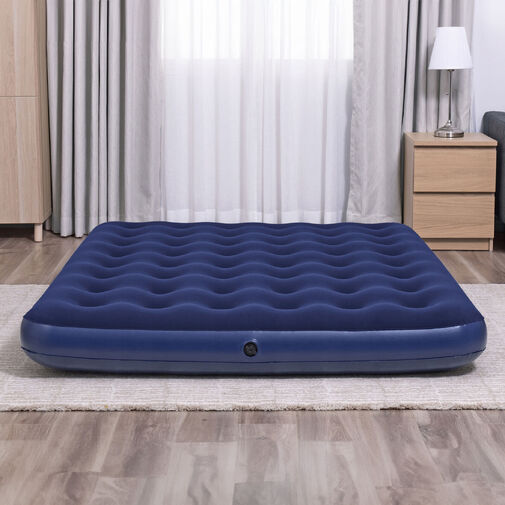 56435 • Felfújható matrac - kétszemélyes, velúr - kék - 203 x 152 x 22 cm