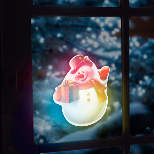 56513F • Karácsonyi RGB LED dekor - öntapadós - hóember