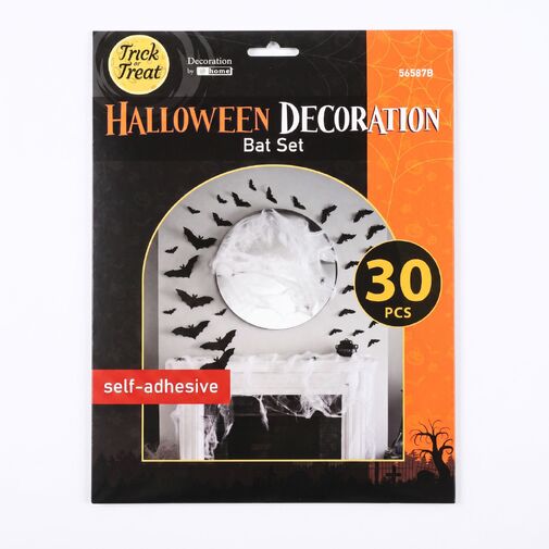56587B • Halloween-i dekoráció - denevér szett - öntapadós - fekete - 30 db / csomag