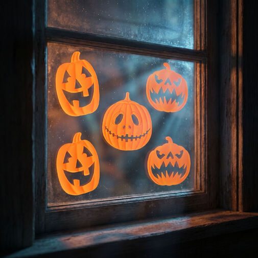 56615A • Halloween-i 3D gél ablakdekoráció - tök - 30 x 30 cm - 9 db / csomag