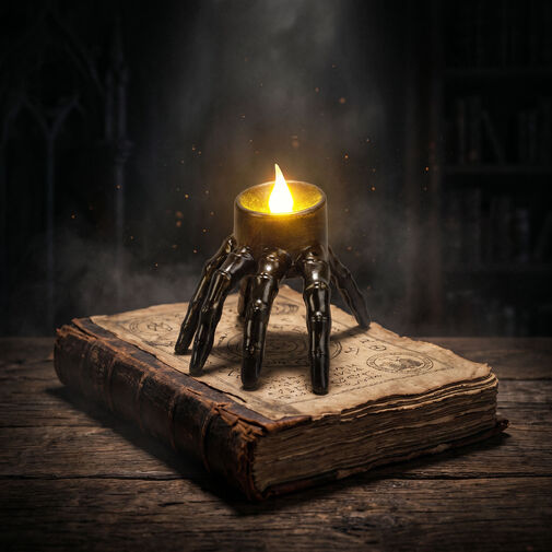 56616 • Halloween-i LED-es gyertya - csontváz kéz - elemes - 9 x 7,5 x 7,5 cm