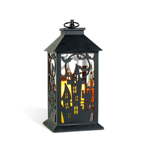 56621A • Halloween-i pislákoló lámpás - kastély - elemes - fekete - 30 x 14 cm