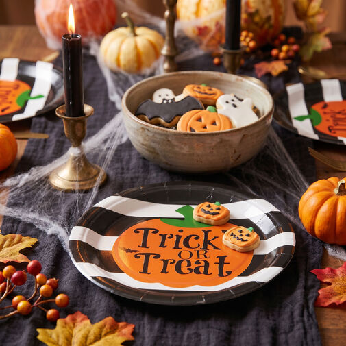 56630A • Halloween-i papírtányér - tök - kerek - 23 cm - 8 db / csomag
