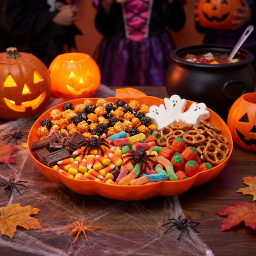 56634 • Halloween-i kínálótál - tök - narancssárga - műanyag - 30 x 27 cm