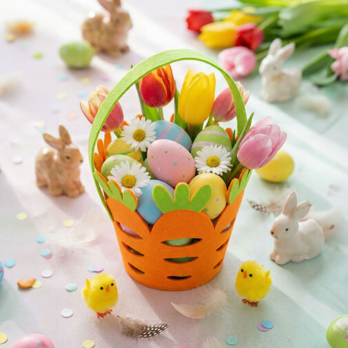 57961 • Húsvéti dekoráció - filc kosár - répa forma - 25 x Ø18 cm 