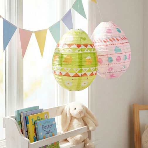 57990 • Húsvéti dekoráció - papír lampion - tojás - zöld, rózsaszín - Ø30 cm