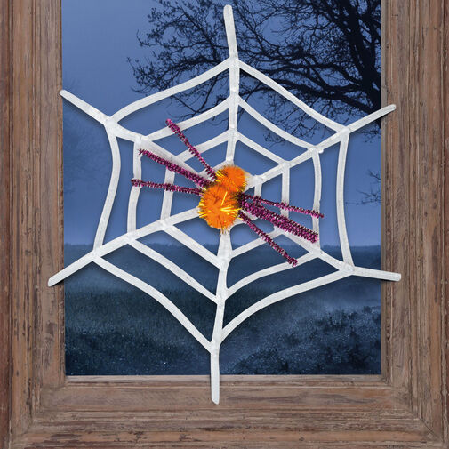 58101 • Pókháló pókkal - halloween-i dekoráció - fehér