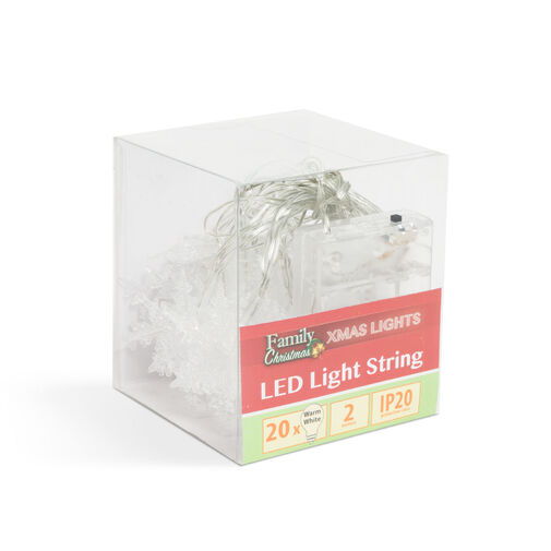 58217 • LED fényfüzér - jégkristály - 2,3 m - 20 LED - melegfehér - 3 x AA