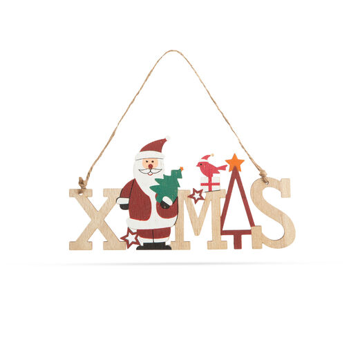 58250A • Karácsonyi dekor fából - mikulásos - akasztóval - 17 x 9 cm