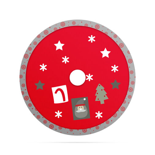 58277A • Karácsonyfa alá terítő - 97 cm - poliészter - szürke / piros