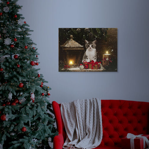 58451 • Karácsonyi LED-es hangulatkép - fali akasztóval, 2 x AA, 40 x 30 cm