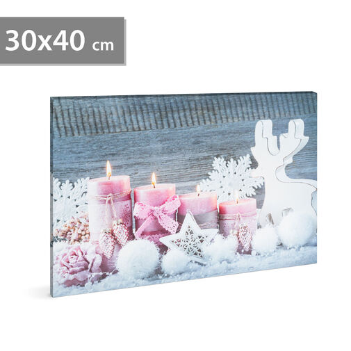 58453A • Karácsonyi LED-es hangulatkép - fali akasztóval, 2 x AA, 40 x 30 cm