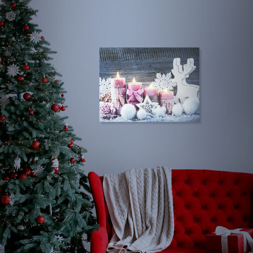 58453A • Karácsonyi LED-es hangulatkép - fali akasztóval, 2 x AA, 40 x 30 cm