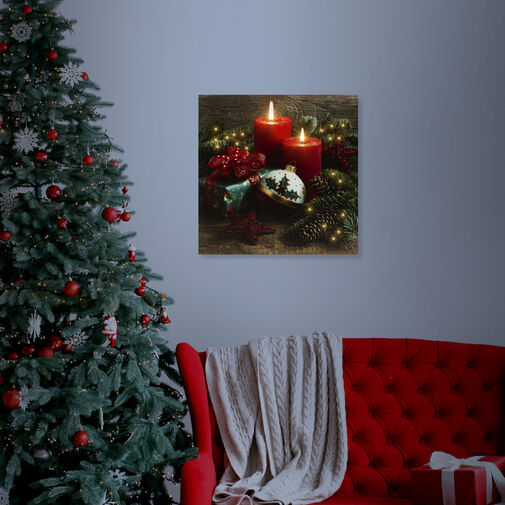 58454A • Karácsonyi LED-es hangulatkép - fali akasztóval, 2 x AA, 30 x 30 cm