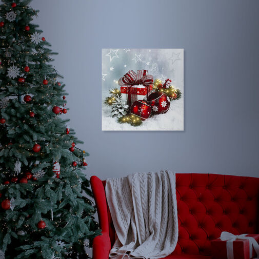 58454B • Karácsonyi LED-es hangulatkép - fali akasztóval, 2 x AA, 30 x 30 cm