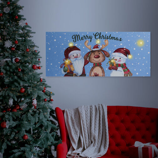 58464 • Karácsonyi LED-es hangulatkép - fali akasztóval, 2 x AA, 70 x 30 cm
