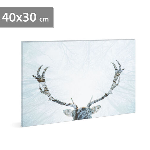 58481A • LED-es fali hangulatkép - rénszarvas -  2 x AA, 40 x 30 cm
