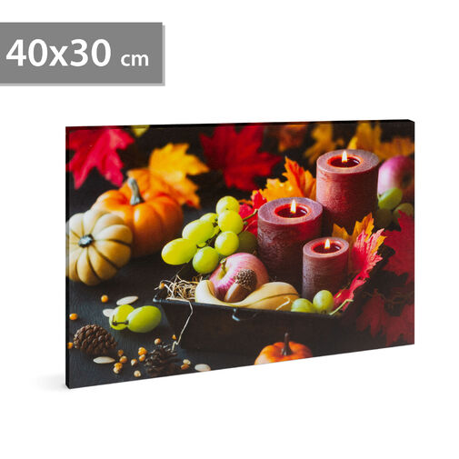 58501 • LED-es fali hangulatkép - gyertyák -  2 x AA, 40 x 30 cm