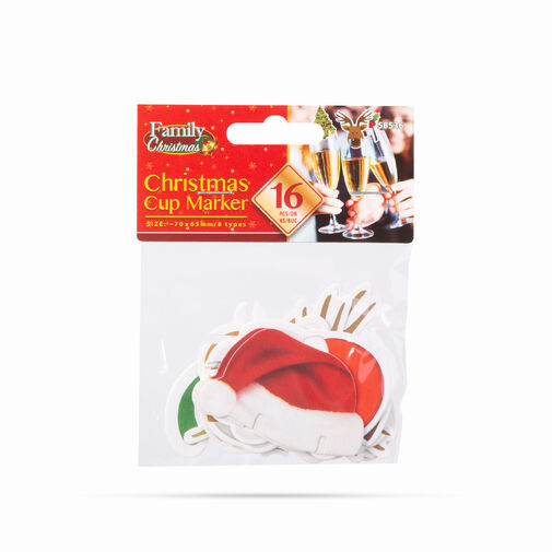 58536 • Karácsonyi pohárjelölő dekoráció - 8 féle - 16 db / csomag