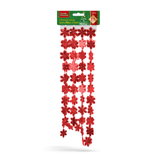 58616A • Karácsonyi girland - hópehely - 2,7 m - piros