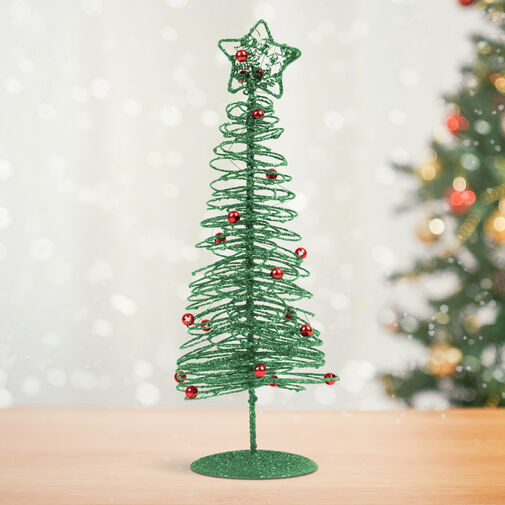 58622D • Karácsonyi, glitteres, fém karácsonyfa - 28 cm - zöld