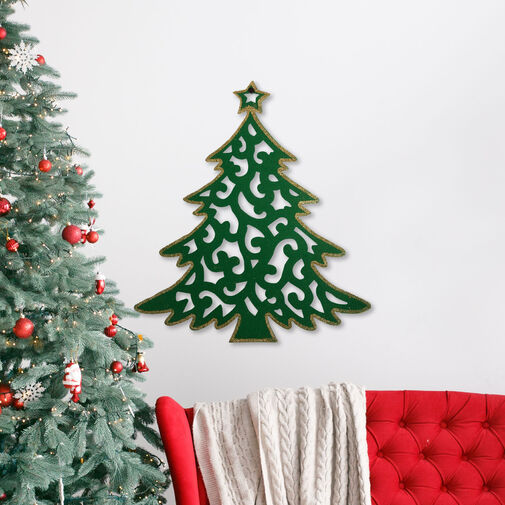 58624B • Karácsonyi dekor - karácsonyfa - 39 x 45 cm - zöld / arany