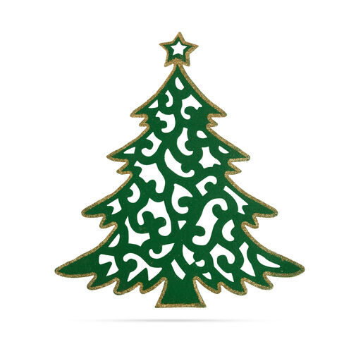 58624B • Karácsonyi dekor - karácsonyfa - 39 x 45 cm - zöld / arany
