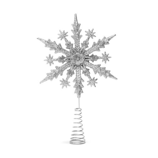 58678B • Karácsonyfa csúcsdísz - hópehely alakú - 22 x 15 cm - ezüst