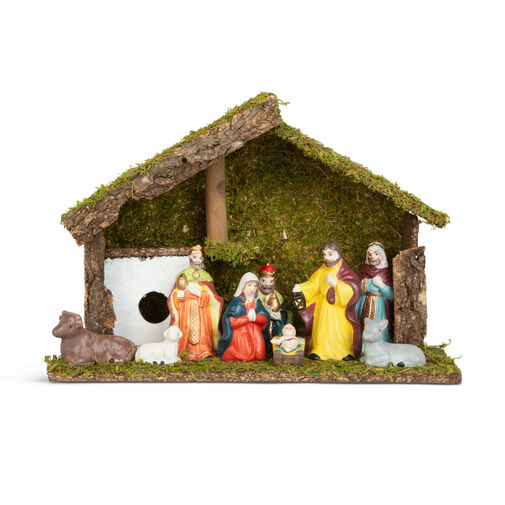 58719 • Karácsonyi asztali dekoráció - Betlehem - kerámia és fa - 30 x 10 x 20 cm