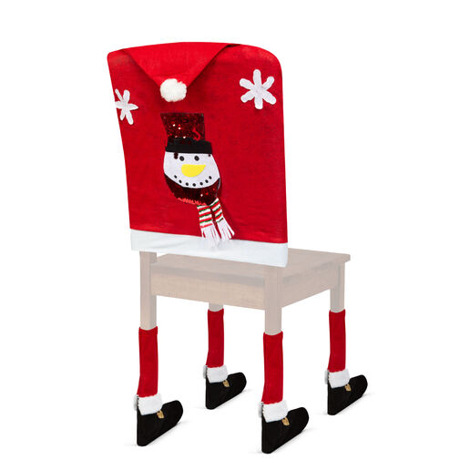 58737B • Karácsonyi székdekor szett - Hóember - 50 x 60 cm - piros/fehér