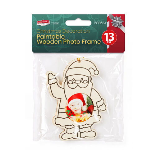 58863A • Karácsonyi dekoráció - festhető fa fotókeret - Mikulás - 13 cm - akasztható