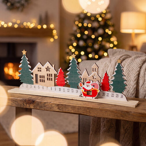 58879 • Adventi naptár - karácsonyi falu - MDF - 40 x 12 cm