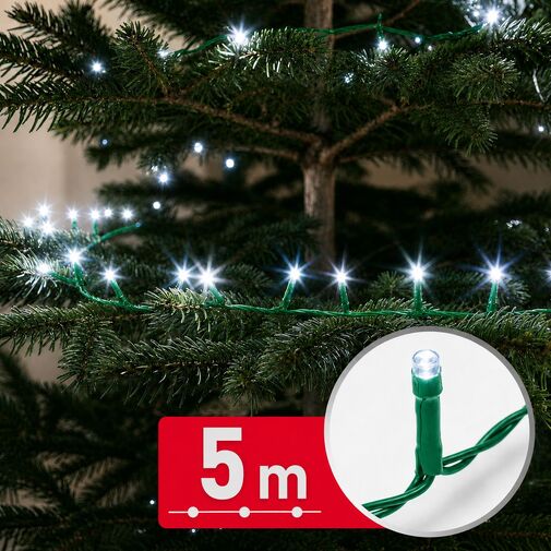 59766C • Fényfüzér - 5 m - hidegfehér - 100 LED - 100-240V - 6W - zöld kábel