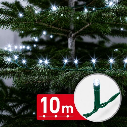 59767C • Fényfüzér - 10 m - hidegfehér - 200 LED - 100-240V - 6W - zöld kábel