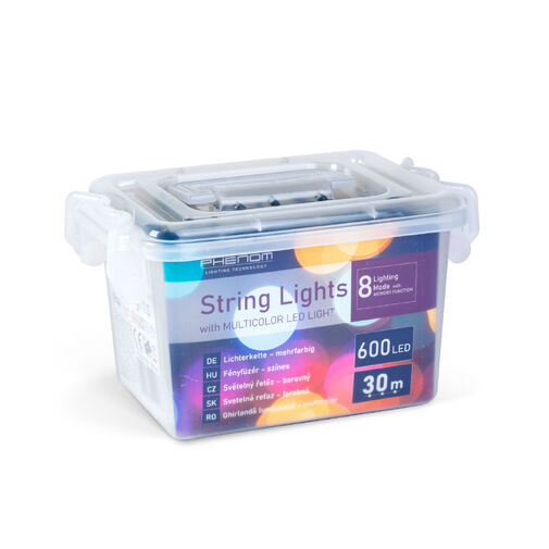 59769 • Fényfüzér - 30 m - színes - 600 LED - 220-240V - 6W - zöld kábel