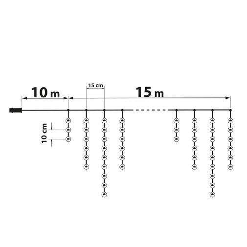 59770C • Fényfüzér függöny - 15 m - hidegfehér - 600 LED - 100-240V - 6W - átlátszó kábel